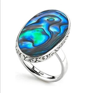 Samuel B. Sterling Silver Bezel Set Abalone Balinese Oval Ring,‎ Sizes 6, NWT